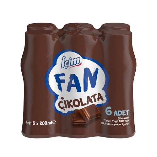 İçim Fan Süt 200 Ml*6 Lı Çikolatalı Şişe 